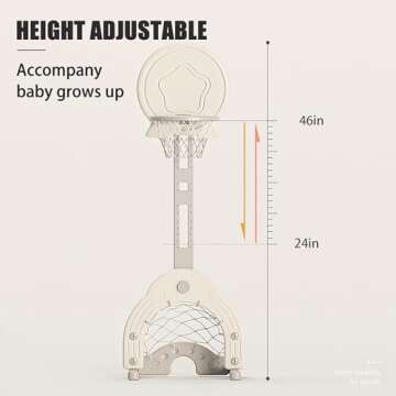 Kids Easy Score Basketball Set, Indoor Outdoor Basketball Hoop Set Adjustable Height Levels,Toddler Sports Activity Center,Basketball Soccer Golf Game Set, Gift for Baby Toy for Baby & Toddlers (Grey)