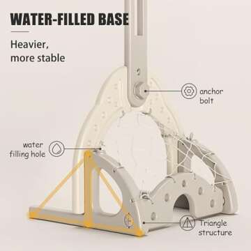 Kids Easy Score Basketball Set, Indoor Outdoor Basketball Hoop Set Adjustable Height Levels,Toddler Sports Activity Center,Basketball Soccer Golf Game Set, Gift for Baby Toy for Baby & Toddlers (Grey)