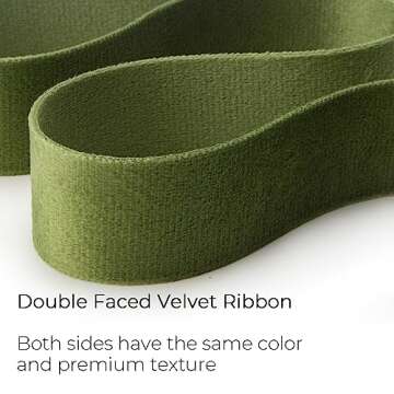 Ribbli Sage Velvet Ribbon Double Faced 1/2 Inch 10-Yard Spool Spring Moss Ribbon Use for Christmas Tree Ornaments Gift Wrapping Wreath Decoration Wedding Boutonnieres