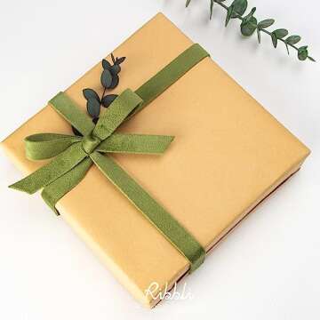 Ribbli Sage Velvet Ribbon Double Faced 1/2 Inch 10-Yard Spool Spring Moss Ribbon Use for Christmas Tree Ornaments Gift Wrapping Wreath Decoration Wedding Boutonnieres