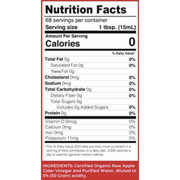 Lucy's Family Owned - 34oz. GLASS BOTTLE (2 PACK) Organic, With the Mother, Apple Cider Vinegar, Unfiltered, Unpasteurized, Raw, and NonGMO