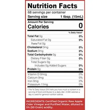 Lucy's Family Owned - 34oz. GLASS BOTTLE (2 PACK) Organic, With the Mother, Apple Cider Vinegar, Unfiltered, Unpasteurized, Raw, and NonGMO