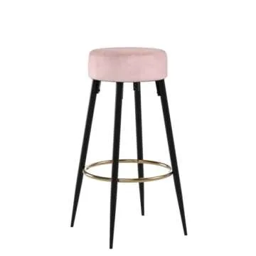DUHOME Set of 2, Modern Round Velvet Bar Stools, Height 30 Inches, Kitchen Breakfast Round Dining Chair Height for Coffee Shop, Bar, Home Balcony (Pink Velvet)