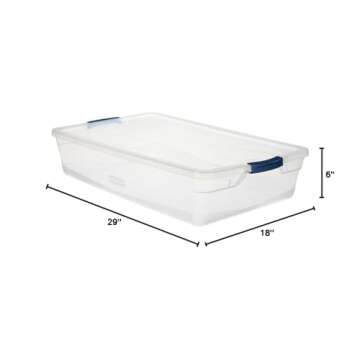 Rubbermaid FG3Q2900CLMCB Clever Store Latching Storage Tote Box, 41-Quart, Case of 6