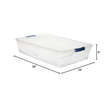 Rubbermaid FG3Q2900CLMCB Clever Store Latching Storage Tote Box, 41-Quart, Case of 6