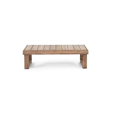 Outdoor Acacia Wood Rectangular Coffee Table Brown Rustic Water Resistant