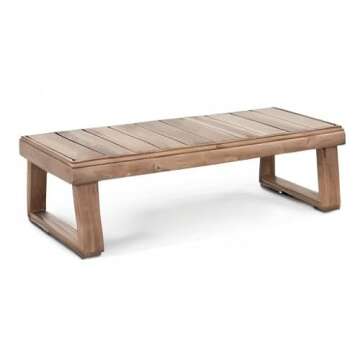 Outdoor Acacia Wood Rectangular Coffee Table Brown Rustic Water Resistant