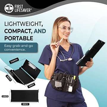 First Lifesaver Nursing Clipboard 3 Layers Aluminum Foldable Nurse Clipboard with Strong ClipFor Nur...