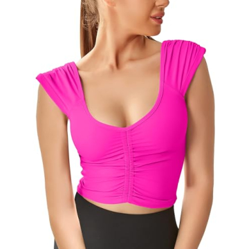 Women Workout Tops Sleeveless Yoga Longline Sports Bra Cutout Short Sleeve Crop Tank Top Gym Running...