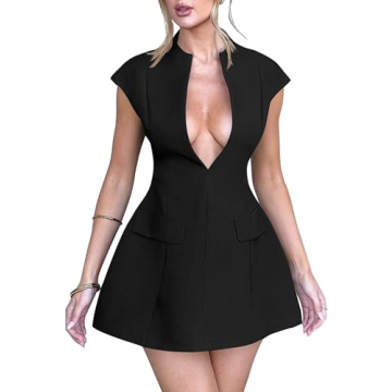 YMDUCH Sexy Deep V Neck Party Dress for Women