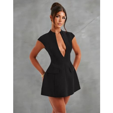 YMDUCH Sexy Deep V Neck Party Dress for Women