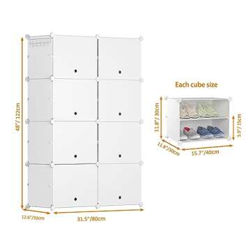HOMIDEC Shoe Rack, 8 Tier Shoe Storage Cabinet 32 Pair Plastic Shoe Shelves Organizer for Closet Hallway Bedroom Entryway
