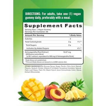 Nature's Truth Ashwagandha Gummies | 60 Count | Tropical Flavor | Vegan, Non-GMO, & Gluten Free Supplement