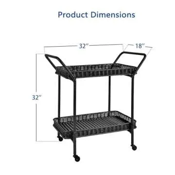 Jeco Wicker Patio Serving Cart - Durable & Stylish Outdoor Use