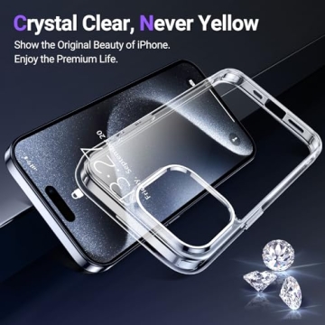Temdan Clear iPhone 15 Pro Max Case Military-Grade Protection