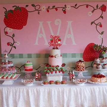 1 PCS Berry 1st Birthday Cake Topper with Flower Glitter Sweet Fruit Theme First Birthday Strawberry One Cake Pick for Strawberry Theme Baby Shower Kids 1st Birthday Party Cake Decorations Supplies