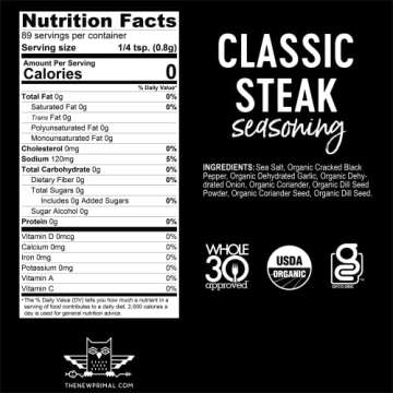 Noble Made Organic Classic Steak Seasoning - 2.5 oz Gourmet Blend