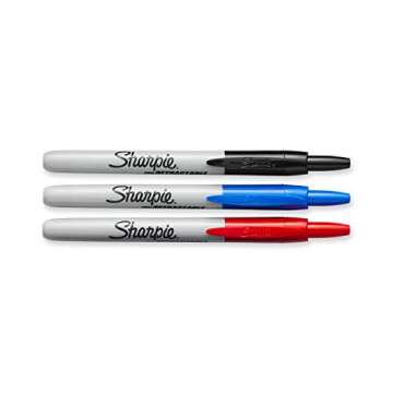 SHARPIE Retractable Permanent Markers, Fine Point, Assorted Colors, 3 Count