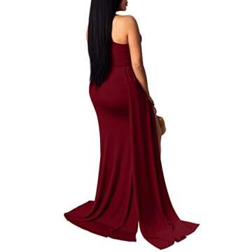 LAGSHIAN Women Sexy Elegant One Shoulder High Split Cutout Long Evening Dress