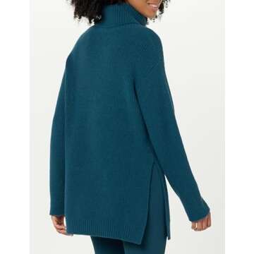 The Drop Women's Grayson Super Soft Drop Shoulder Turtleneck Sweater, Legion Blue, Plus Size 3X