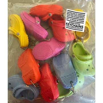 Biblebanz Bulk 24 Count Of Mini Clog Keychain Rubber Slipper Key chain Shoe For Women Teens Cute Adorable Charms Little Shoes For Backpacks Gifts