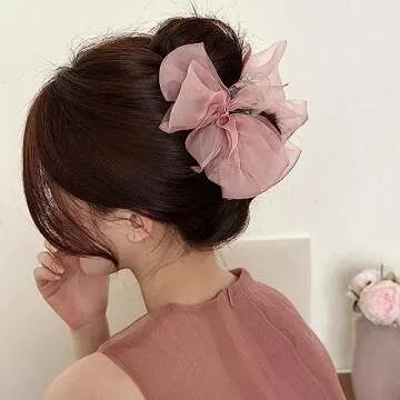 Elegant Hair Claws with Tulle Bow for Women