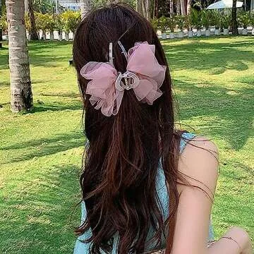Elegant Hair Claws with Tulle Bow for Women