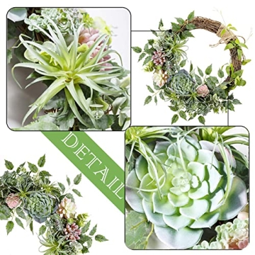 WANNA-CUL 16 inch Boho Succulent Wreath for Home Decor