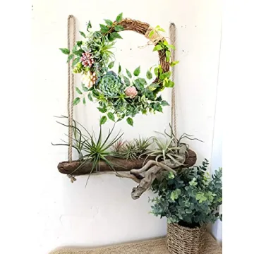 WANNA-CUL 16 inch Boho Succulent Wreath for Home Decor