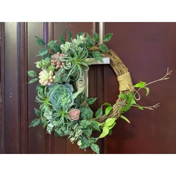 WANNA-CUL 16 inch Boho Succulent Wreath for Home Decor