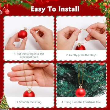 YOULEY 200Pcs Ornament Hangers Gold Ornament String with Snap Locking Christmas Ornament Hangers for Christmas Tree Ornament Decorations