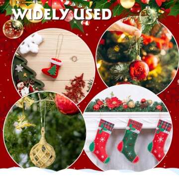 YOULEY 200Pcs Ornament Hangers Gold Ornament String with Snap Locking Christmas Ornament Hangers for Christmas Tree Ornament Decorations