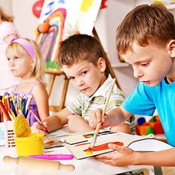 Wooden Mini Rolling Pin for Crafts 5.5 Inch Handle Dough Roller Wood Cutting Board Chopping Board with Handle and Blank Wooden Labels DIY Craft Hanging Tags with Hole (12 Pieces)