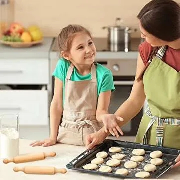 Wooden Mini Rolling Pin for Crafts 5.5 Inch Handle Dough Roller Wood Cutting Board Chopping Board with Handle and Blank Wooden Labels DIY Craft Hanging Tags with Hole (12 Pieces)