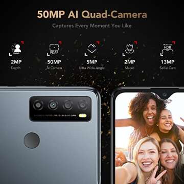 TCL 30XL Unlocked Cell Phone, 6.82 inch Vast Display, 5000mAh Battery, Android 12 Smartphone, 50MP Rear 13MP Front Camera, 6GB RAM 64GB ROM, US Version, Dual Speaker, LTE 4G Phone, Night Mist