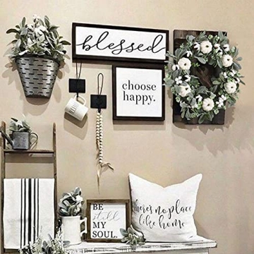 WANNA-CUL 24 inch Large Farmhouse Fall Wreath Decor for Front Door with White Pumpkin, Green Lamb's Ear and Eucalyptus Leaves, Harvest Door Wreath for Autumn or Thanksgiving Decorations