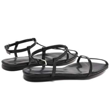 VorisVina Adjustable Buckle Flat Sandals for Women