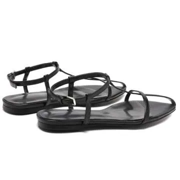 VorisVina Adjustable Buckle Flat Sandals for Women