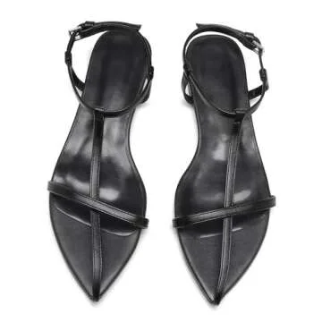 VorisVina Adjustable Buckle Flat Sandals for Women