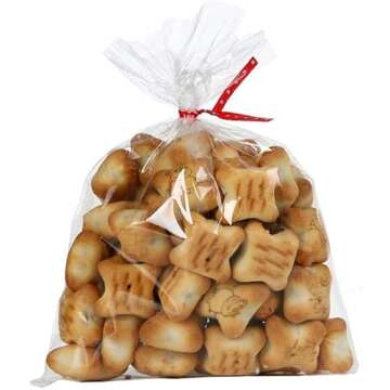 Brandon-super 100 Pcs 8 in x 6 in Clear Flat Cello Cellophane Treat Bags Good for Bakery,Popcorn,Cookies, Candies,Dessert, Birthday 1.4mil.Give Metallic Twist Ties!