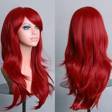Long Layered Curly Wavy Anime Cosplay Synthetic Wig 11 Colors Heat Resistant Fiber Full Wig with Ban...