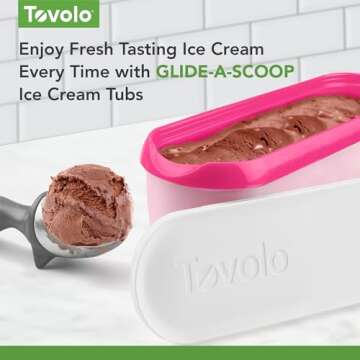 Tovolo Ice Cream Containers for Homemade Ice Cream, Glide-A-Scoop (1.5 Qt, Raspberry Tart) - Stackab...
