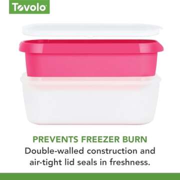 Tovolo Ice Cream Containers for Homemade Ice Cream, Glide-A-Scoop (1.5 Qt, Raspberry Tart) - Stackable Ice Cream Storage Containers for Freezer - BPA-Free Ice Cream Tub with Lid & Non-Slip Base