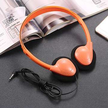 CN-Outlet Kids Headphones for Classroom in Bulk Multi Colored 5 Pack, Wholesale Children On-Ear Headset Perfect for Schools, Student, Libraries, Computer Lab, Testing Centers (5Pack)