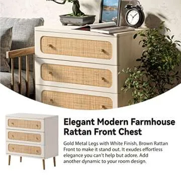 Stylish LONYKE Wicker Rattan Chest of Drawers for Home