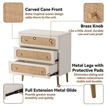 Stylish LONYKE Wicker Rattan Chest of Drawers for Home