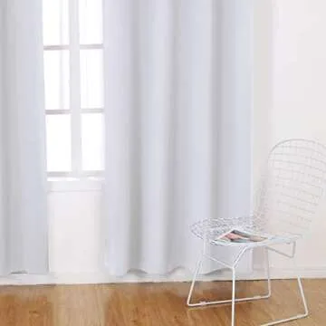 BYSURE Greyish White Blackout Curtains Set of 2 Panels