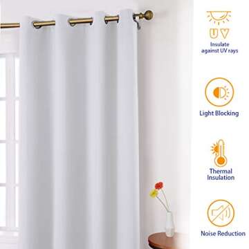 BYSURE Greyish White Blackout Curtains Set of 2 Panels