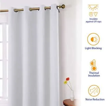 BYSURE Greyish White Blackout Curtains Set of 2 Panels