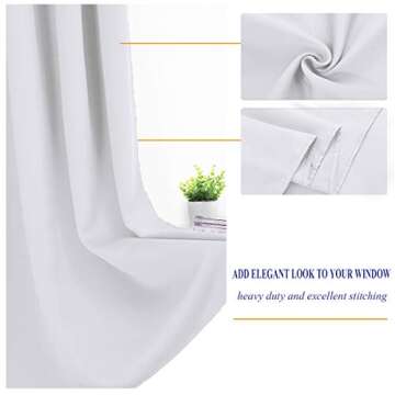 BYSURE Greyish White Blackout Curtains Set of 2 Panels